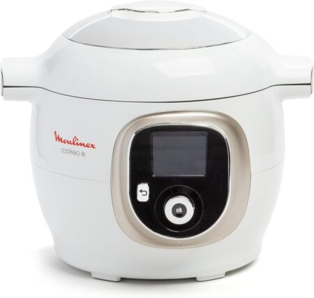 Moulinex Cookeo – Multicuiseur Intelligent 6L – 150 Recettes Intégrées – Cuisson Automatique – 1600W – Écran Intuitif – Guide de Cuisson – App MyMoulinex – Blanc Métal
