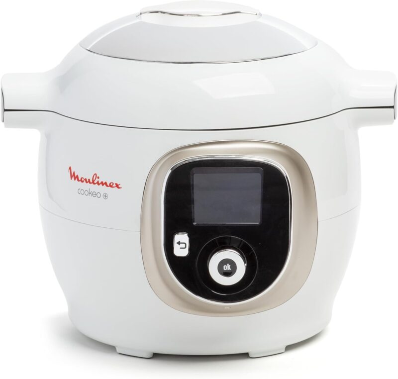 Moulinex Cookeo – Multicuiseur Intelligent 6L – 150 Recettes Intégrées – Cuisson Automatique – 1600W – Écran Intuitif – Guide de Cuisson – App MyMoulinex – Blanc Métal