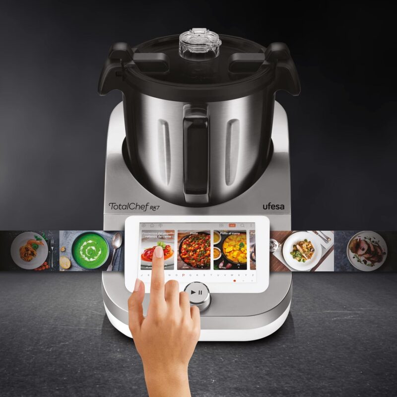 Ufesa TotalChef RK7 – Robot de Cuisine Intelligent Connecté – 2000W – 30 Fonctions – Écran Tactile 7” – Balance Intégrée – 4,5L – WiFi – Argent / Blanc – Image 5