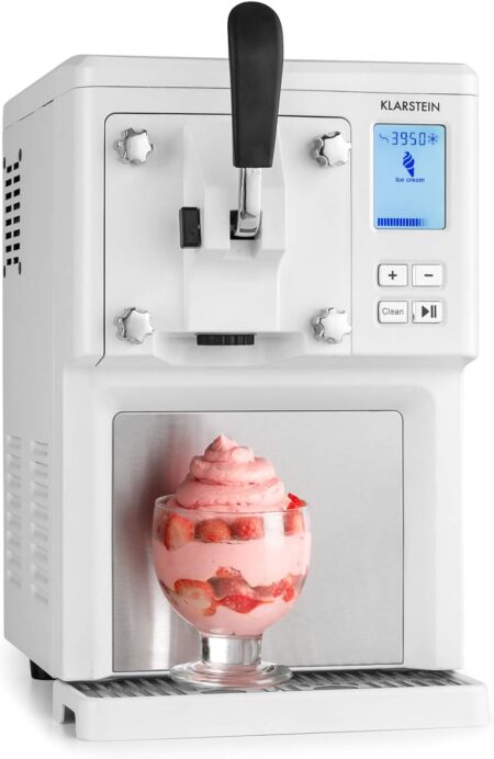 Klarstein Sweet Sundae Turbo – Sorbetière à Compresseur 1,5 L, Préparation Glace en 40 min, Sans Pré-refroidissement