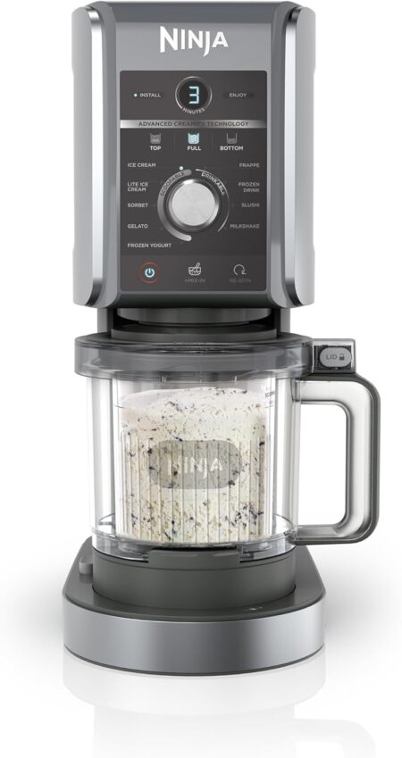 Ninja CREAMi Deluxe NC502EU – Sorbetière 10 Programmes avec 2 Bacs, Crème Glacée, Sorbets, Milkshakes et Plus