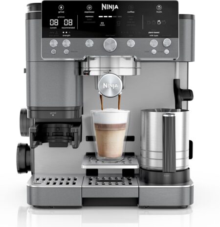 Ninja Luxe Premier ES601EUGM – Machine à Café 3-en-1 avec Broyeur à Grains et 4 Préréglages de Mousse Automatiques