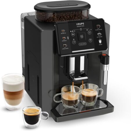 Krups Sensation C50 EA910810 – Machine à Café à Grains Automatique avec Interface Tactile et Buse Vapeur Cappuccino